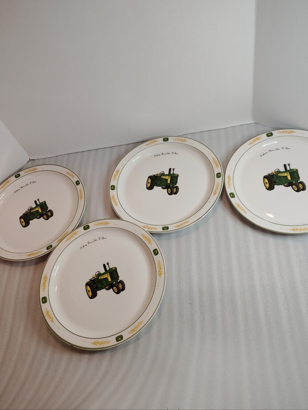 Gibson JohnDeer Tractor Dinner Plates Set 4